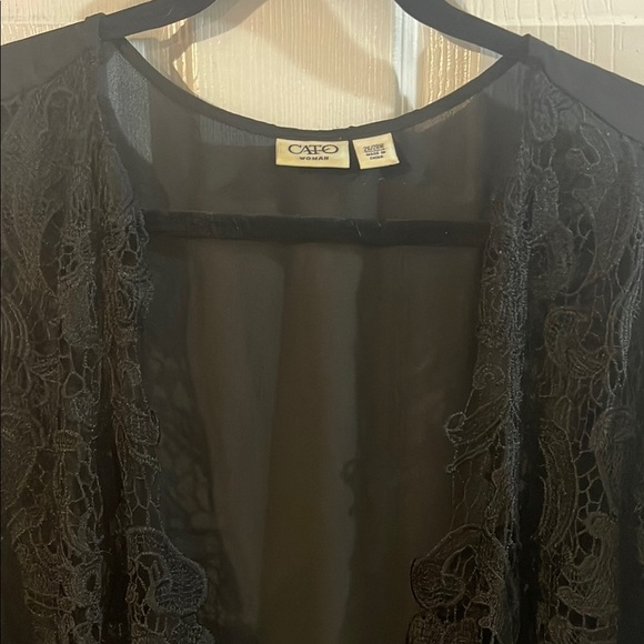 Cato Black Sheer Lace Cardigan - Picture 2 of 5